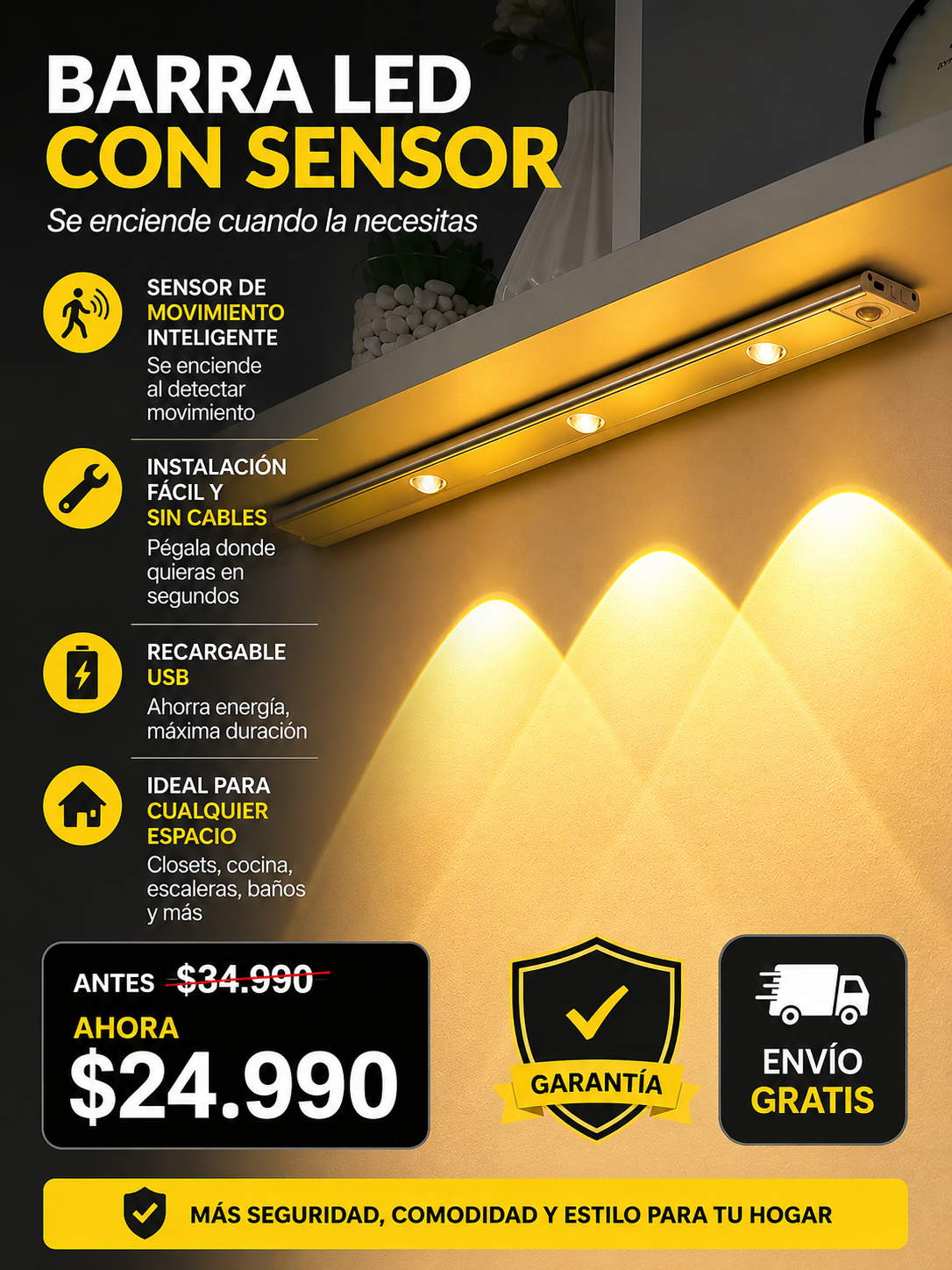 Barra Led Modern con sensor