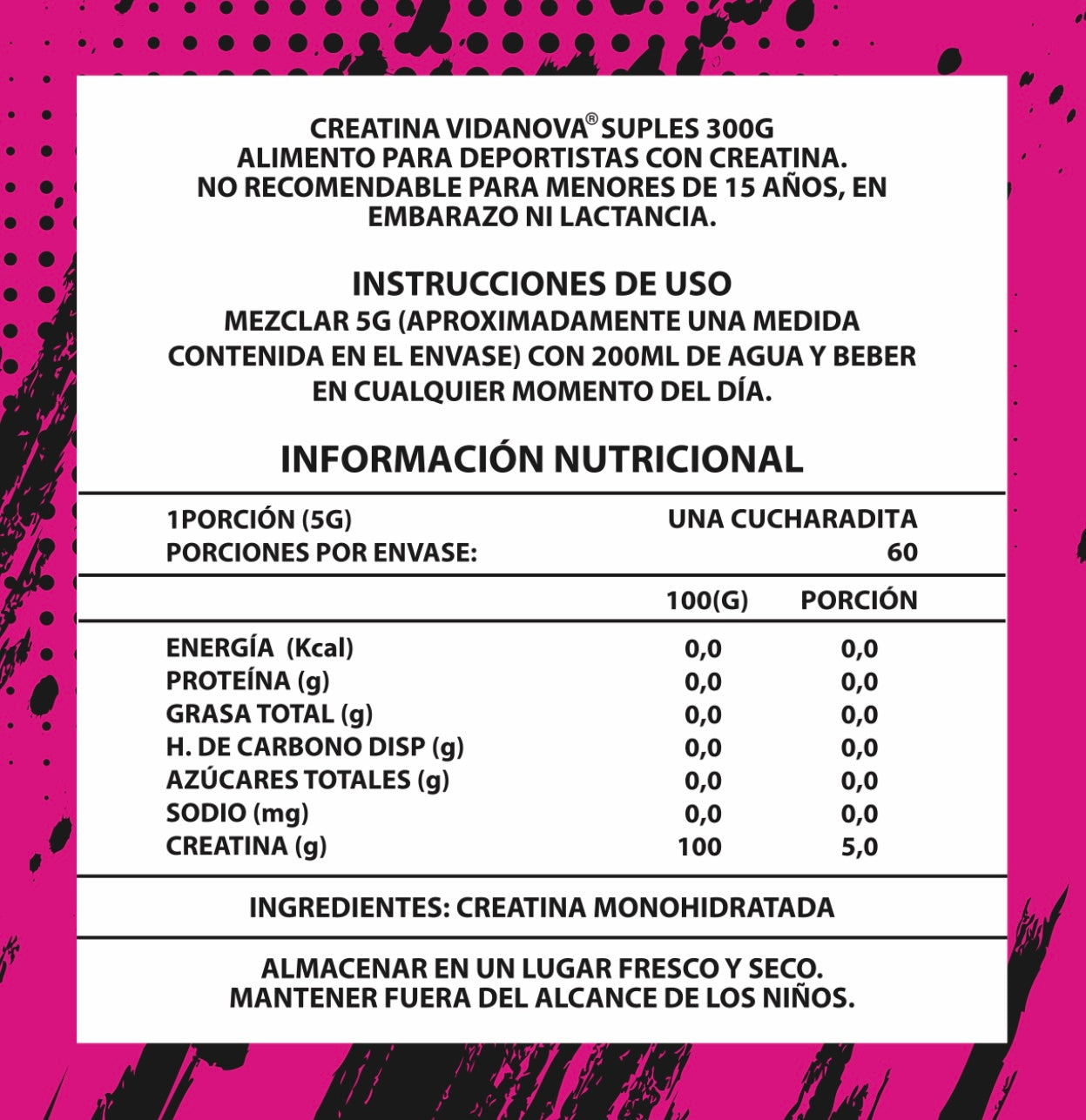 Creatina VIDANOVA WOMAN Monohidratada 300g