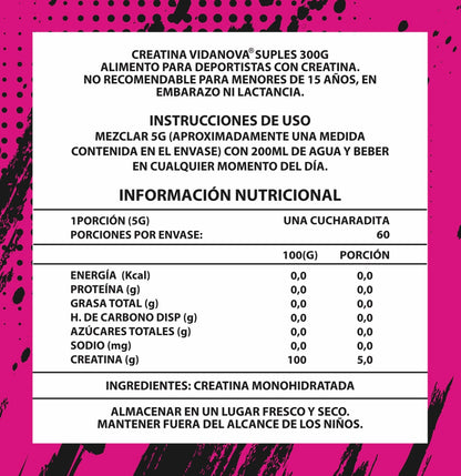 Creatina VIDANOVA WOMAN Monohidratada 300g